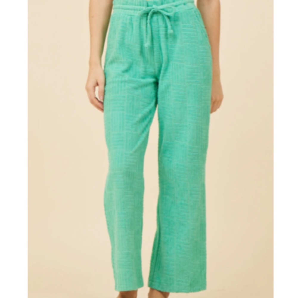 Vintage Havana Terry Wide Leg Pant Green